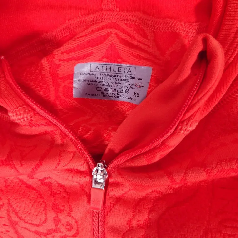 Athleta Twist Half Zip Hoodie Womens XS Orange Thumbholes Athleisure Pullover - Picture 8 of 13